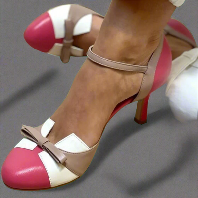 Bellarosa | Colorful heels with bow and strap, round toe