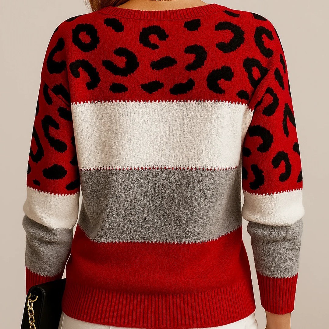 Amalia™ | Chic Leopard Patchwork Sweater