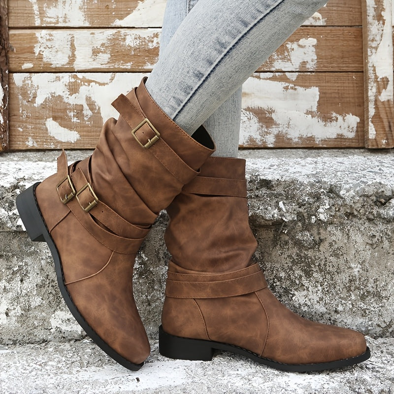 Serafina | Women’s Cozy Buckled Leather Boots
