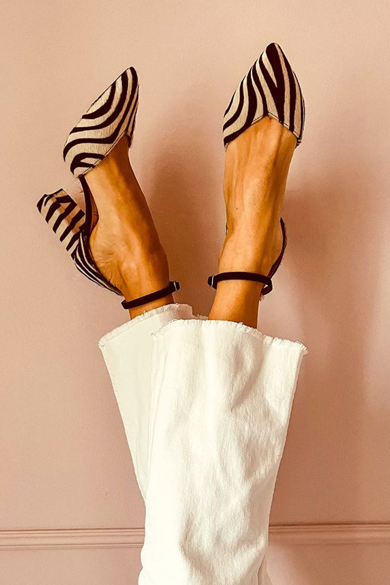 Zebrina™ | Mid-heels with strap and zebra print
