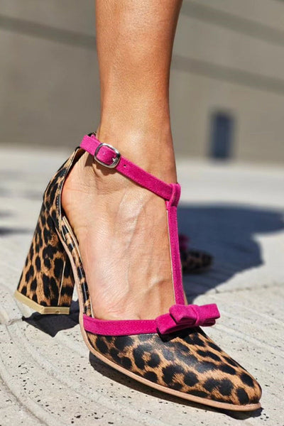 Leontina | Green Leopard Print Heels with Colorful Accent