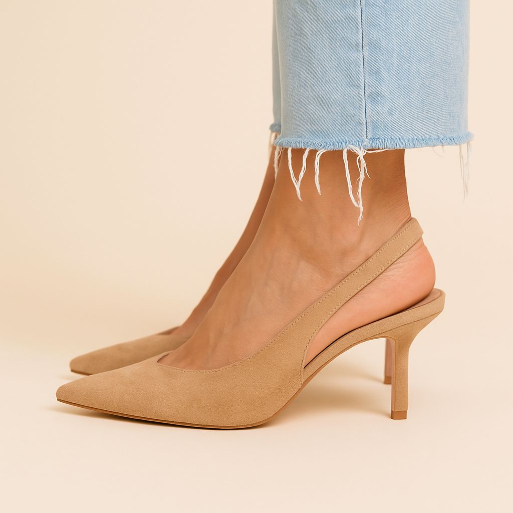 Marlena™ | Nude slingback high heels with thin heel