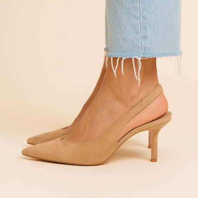 Marlena™ | Nude slingback high heels with thin heel