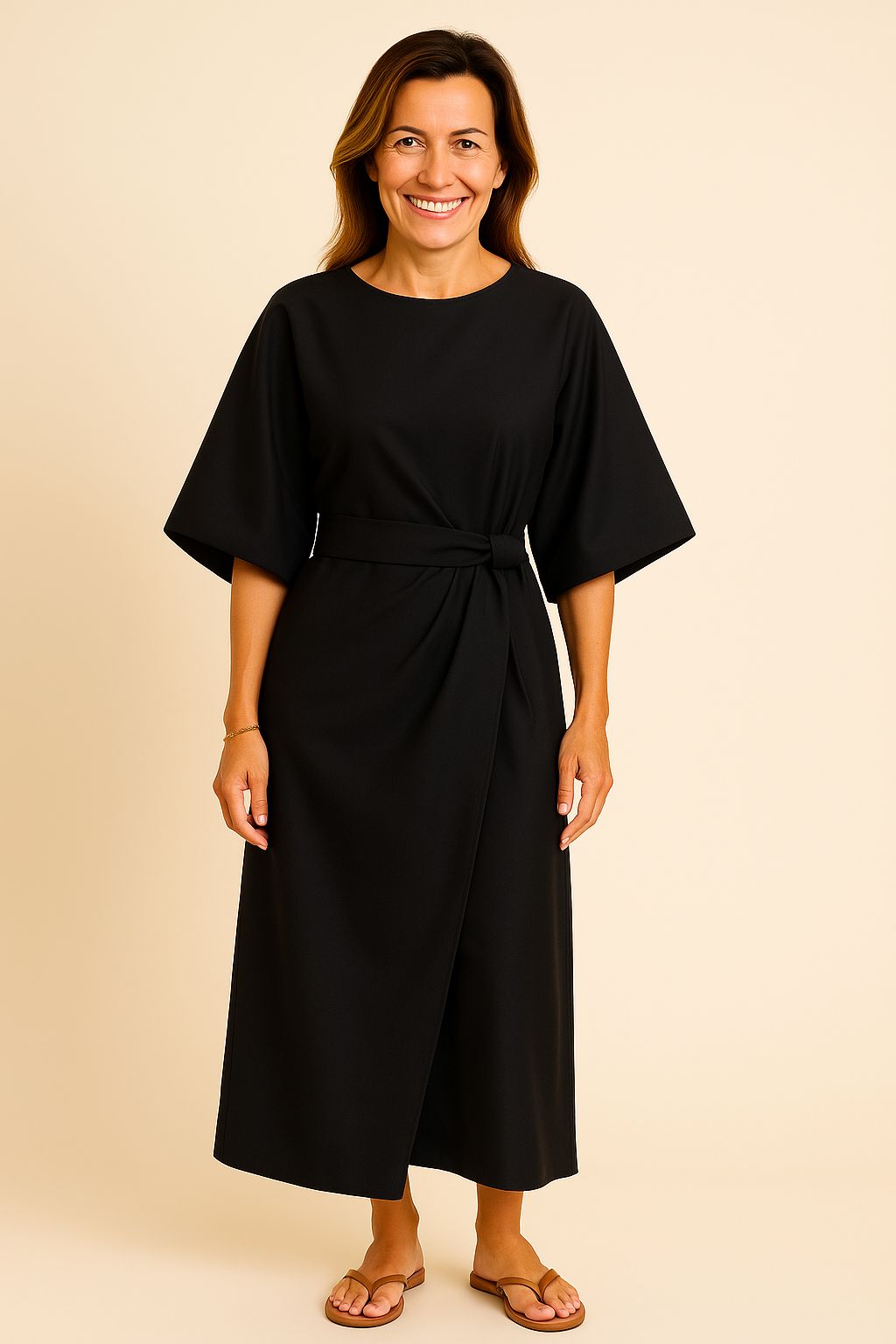 Marisca™ - Minimalist Belted Luxe Dress