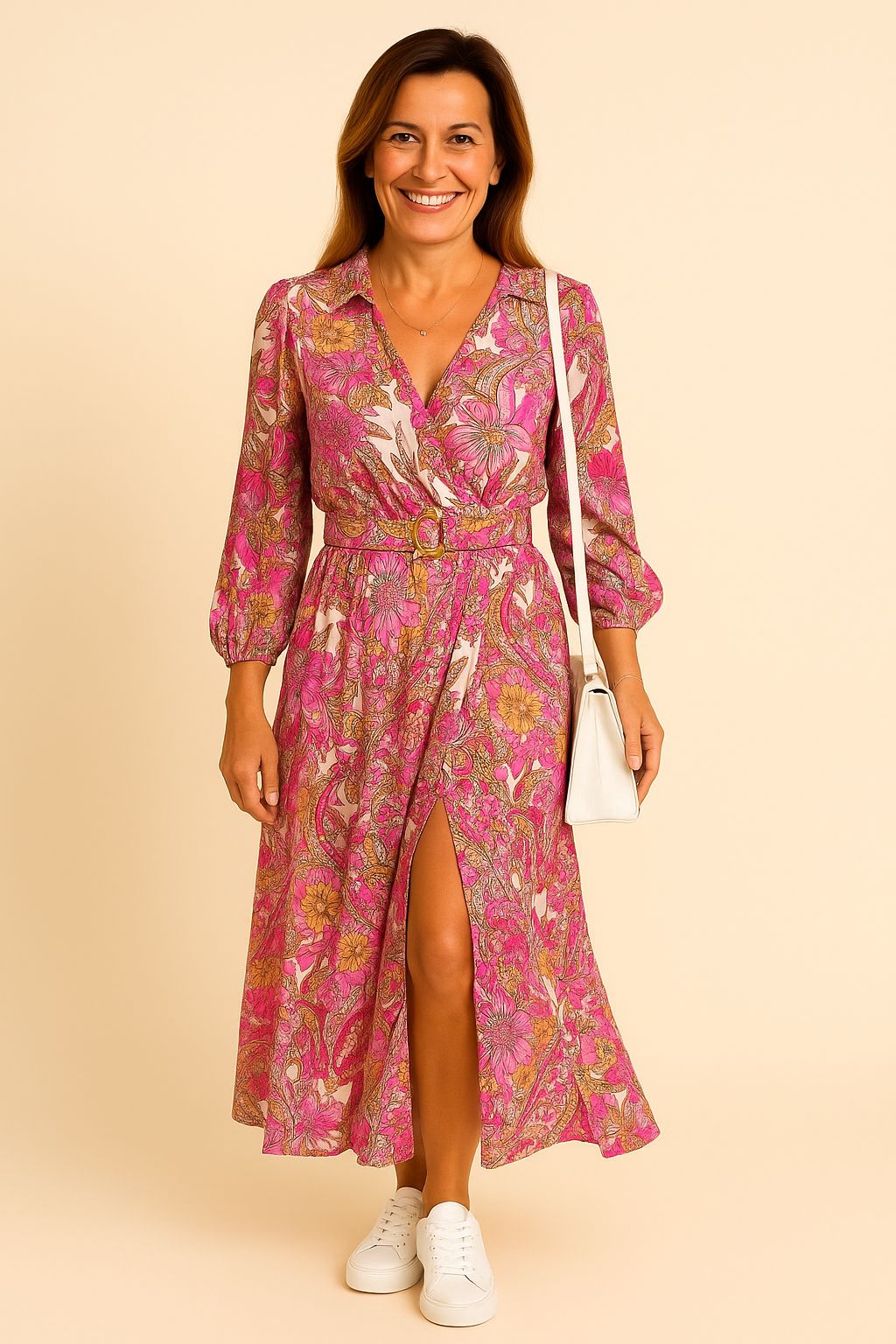 Criselda™ - Long Sleeve Floral Dress