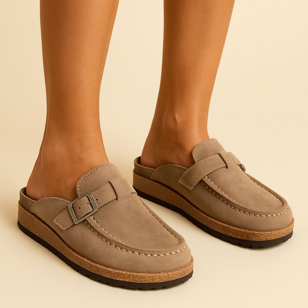 Donna - Casual suede loafers with elegant buckle