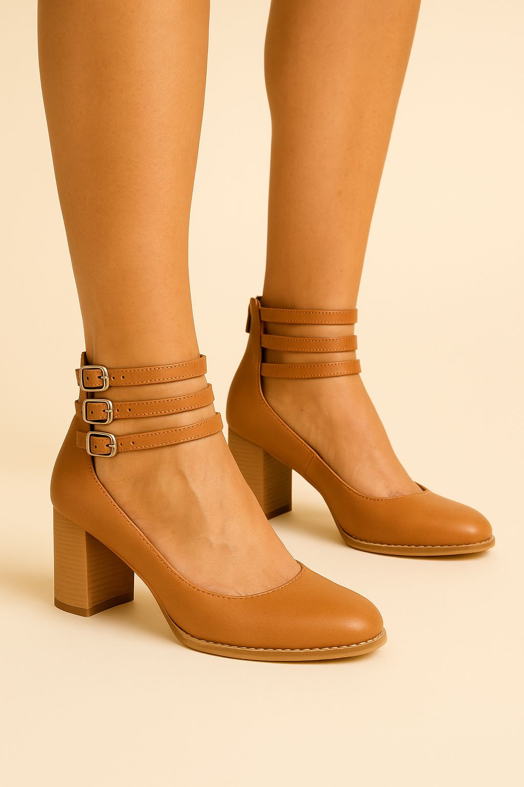 Casilda | Smooth heels with Ankle Strap and Thick Heel