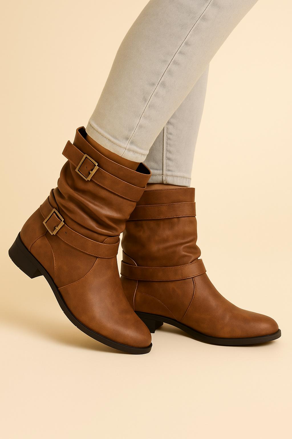 Serafina | Women’s Cozy Buckled Leather Boots