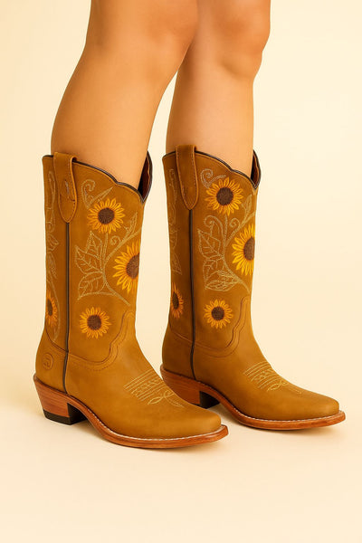 Leah | Mid-Calf Winter Leather Cowboy Boots