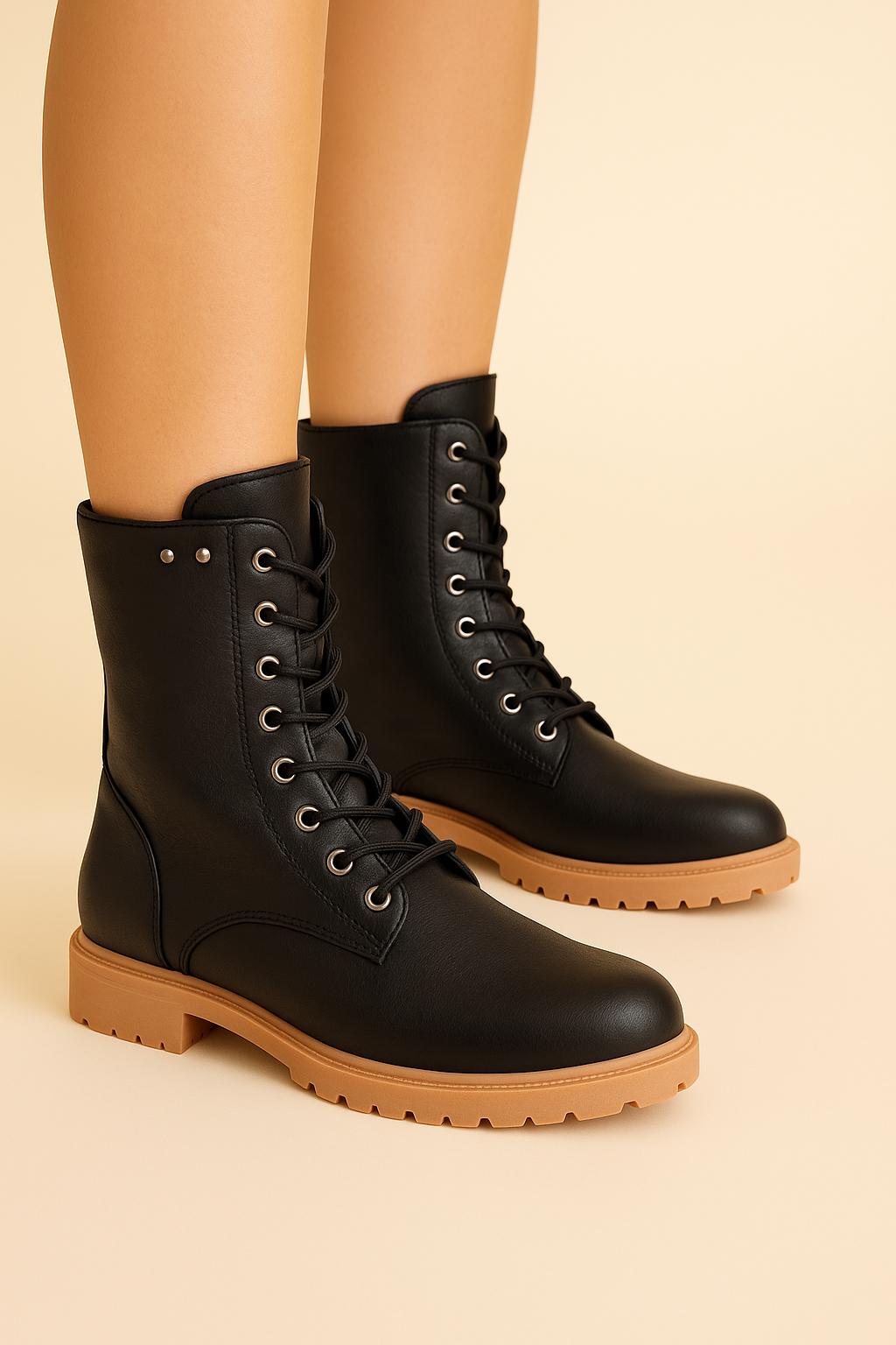 Kaitly - Edgy Lace-Up Boots