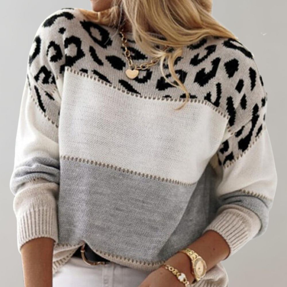Amalia™ | Chic Leopard Patchwork Sweater