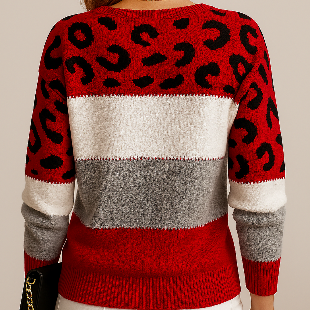 Amalia™ | Chic Leopard Patchwork Sweater