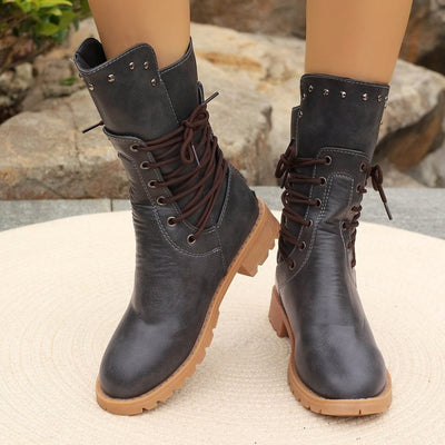 Kaitly - Edgy Lace-Up Boots