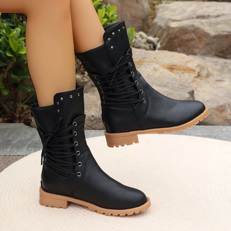 Kaitly - Edgy Lace-Up Boots