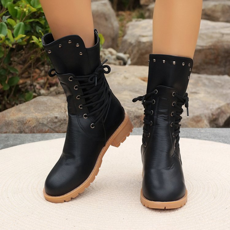 Kaitly - Edgy Lace-Up Boots