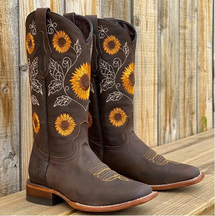 Leah | Mid-Calf Winter Leather Cowboy Boots