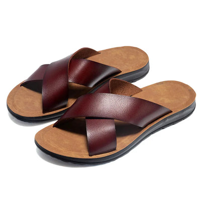Lisa Leather Slide Sandals