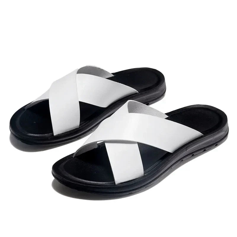 Lisa Leather Slide Sandals