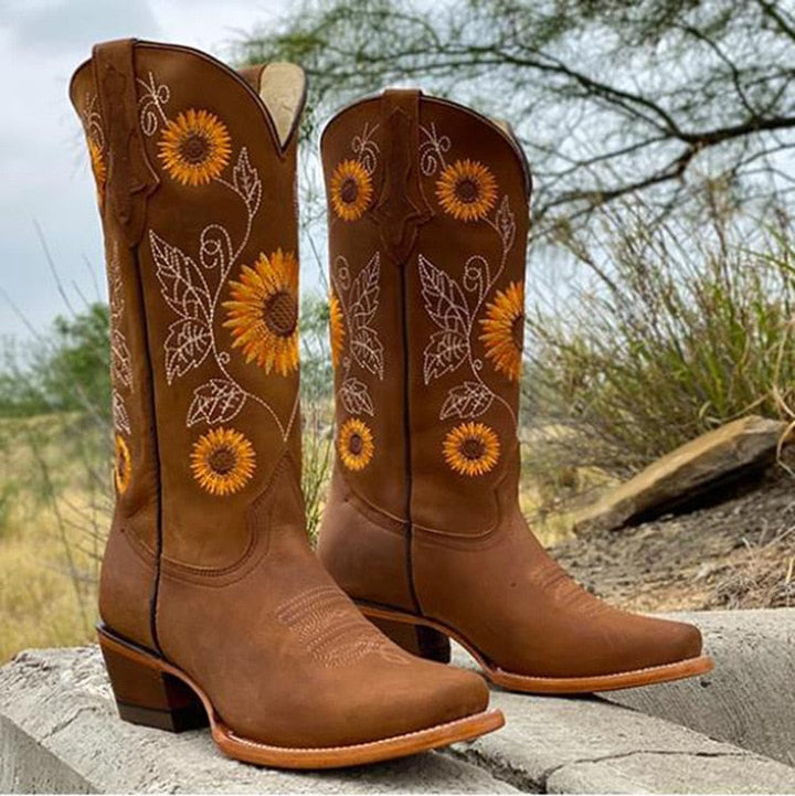 Leah | Mid-Calf Winter Leather Cowboy Boots