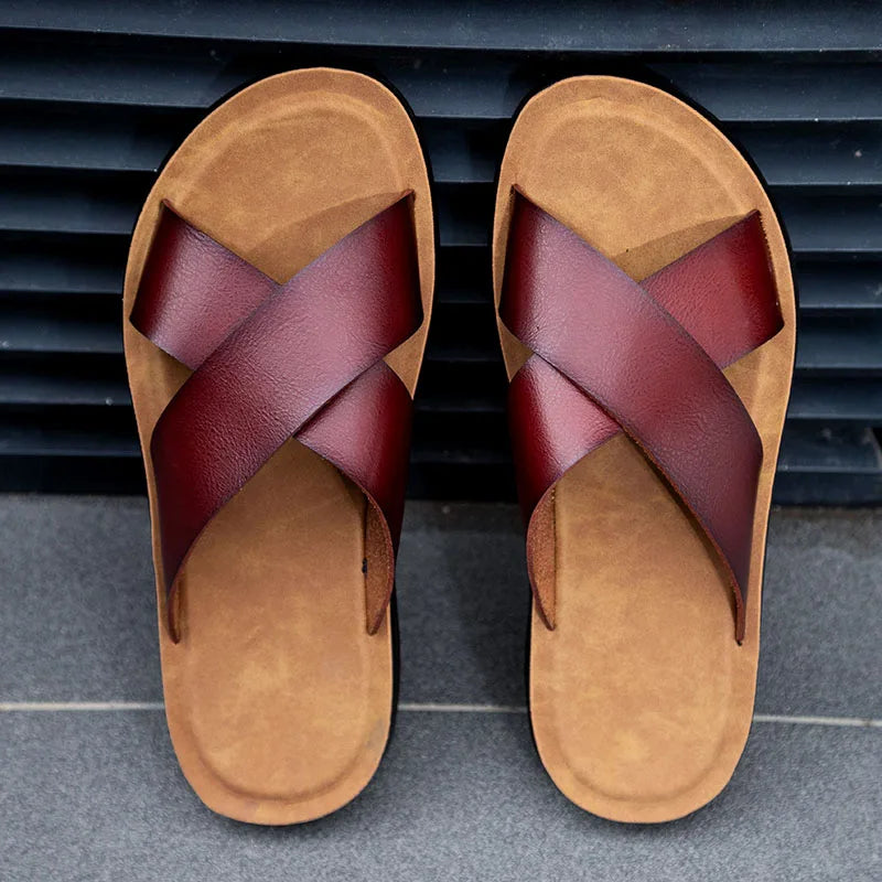 Lisa Leather Slide Sandals