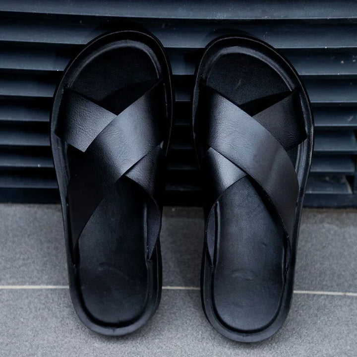 Lisa Leather Slide Sandals
