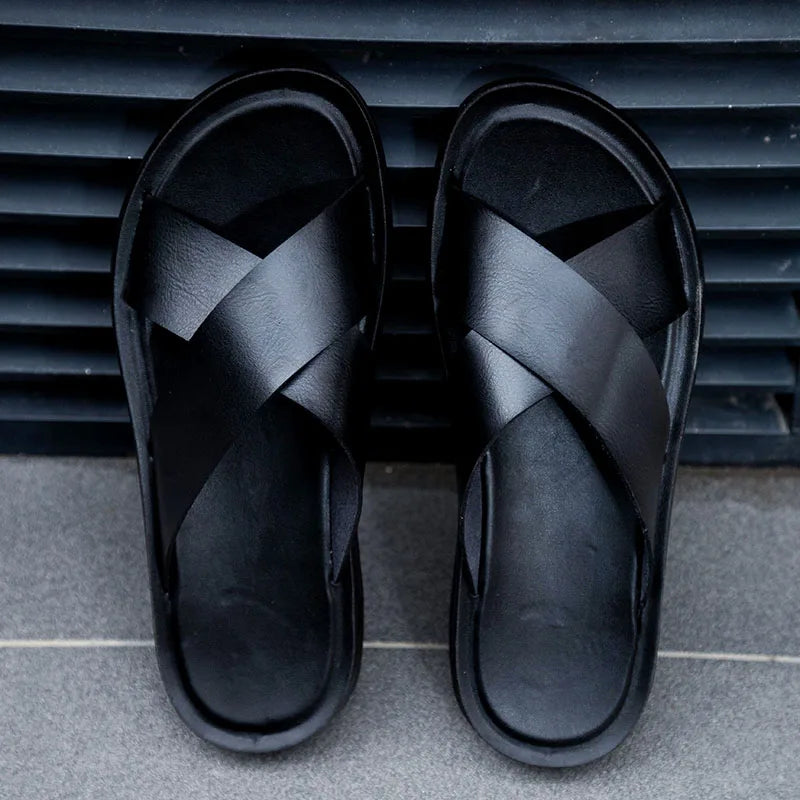 Lisa Leather Slide Sandals