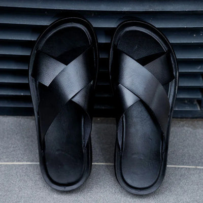 Lisa Leather Slide Sandals