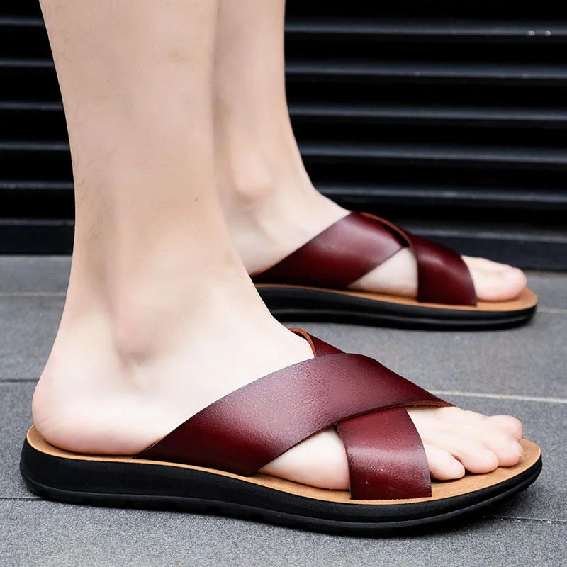 Lisa Leather Slide Sandals