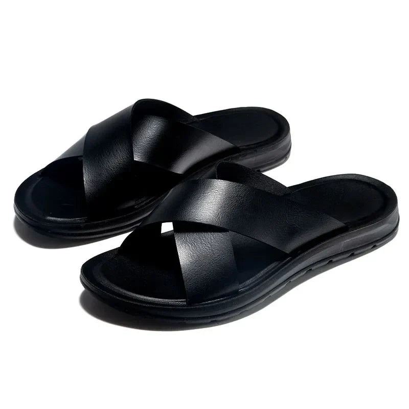Lisa Leather Slide Sandals