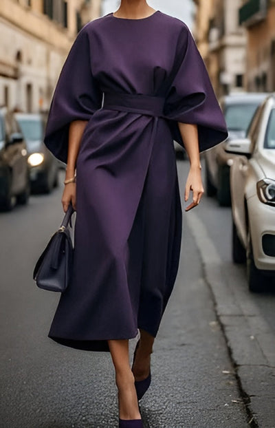 Marisca™ - Minimalist Belted Luxe Dress