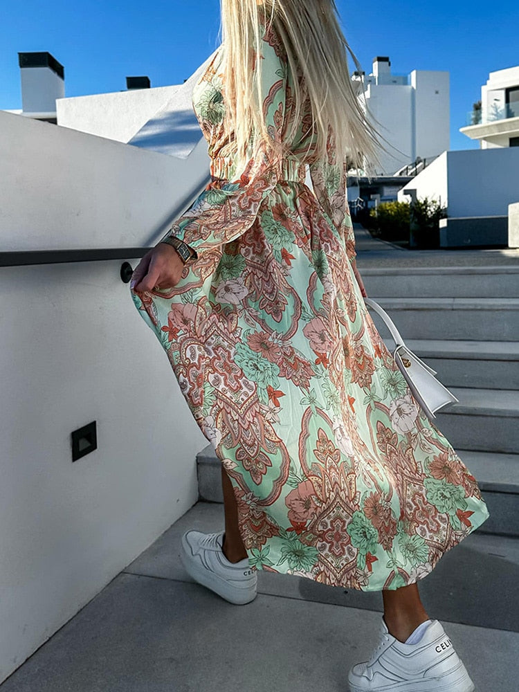 Criselda™ - Long Sleeve Floral Dress