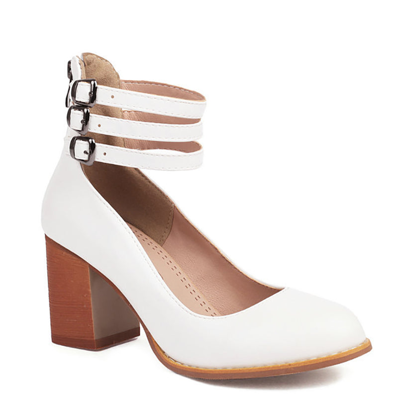 Casilda | Smooth heels with Ankle Strap and Thick Heel