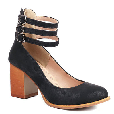 Casilda | Smooth heels with Ankle Strap and Thick Heel