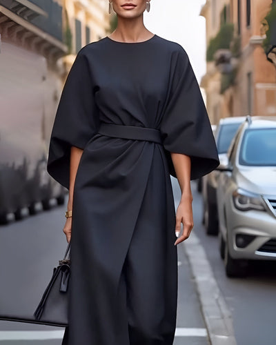 Marisca™ - Minimalist Belted Luxe Dress