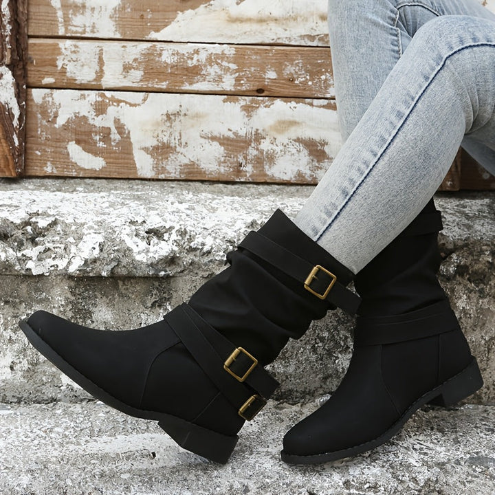 Serafina | Women’s Cozy Buckled Leather Boots
