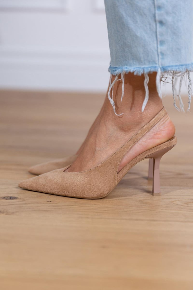 Marlena™ | Nude slingback high heels with thin heel
