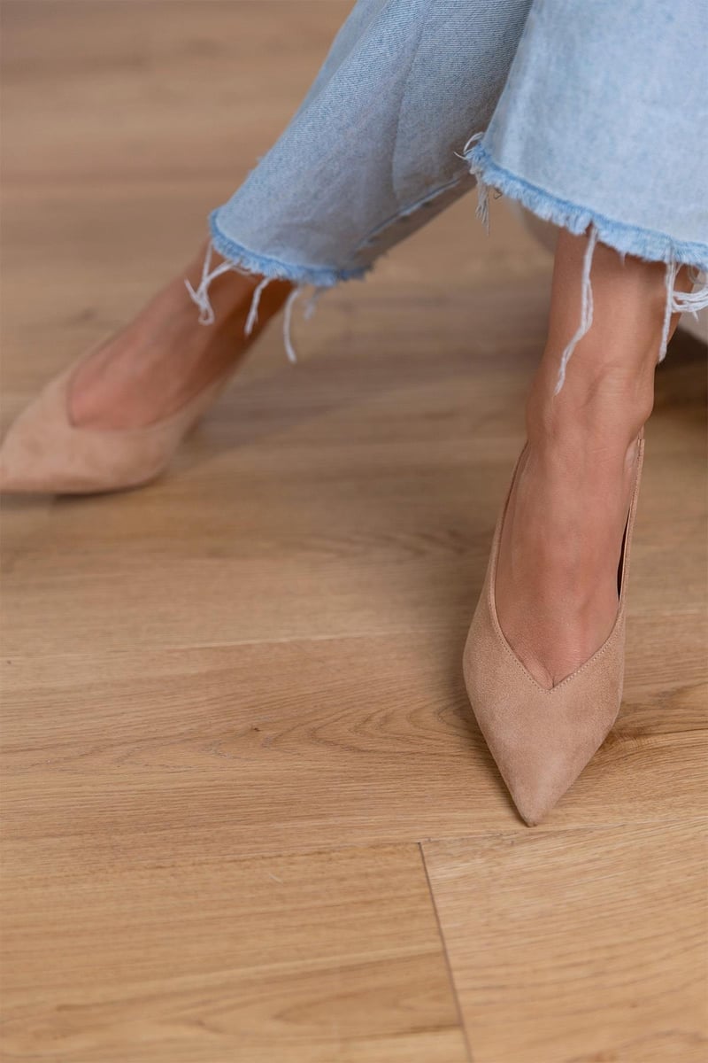 Marlena™ | Nude slingback high heels with thin heel