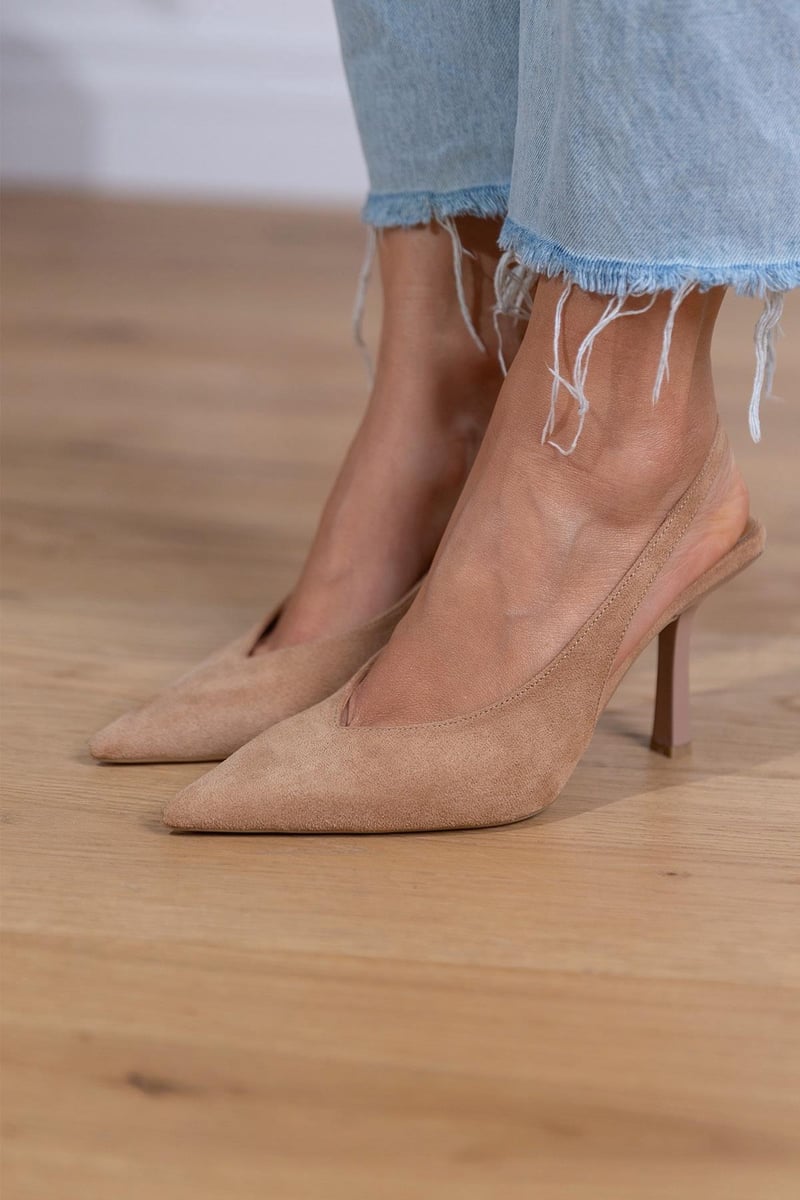 Marlena™ | Nude slingback high heels with thin heel